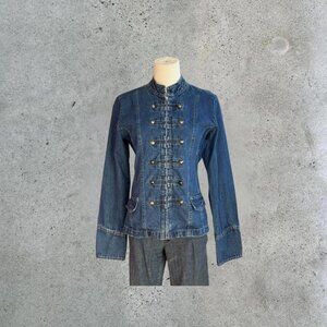 2000s denim military style jacket